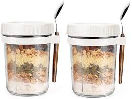 Overnight Oats Jars with Spoon and Lid 16 oz [2 Pack]