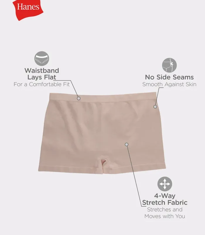 Hanes Women's Seamless Boyshort Underwear, Comfort Flex Fit, 6-Pack