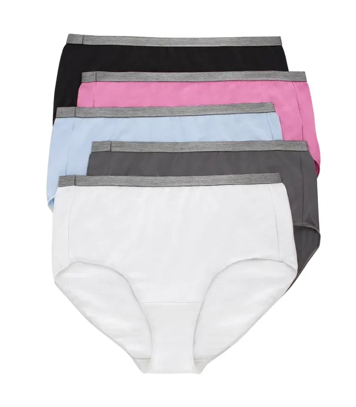 Hanes Just My Size Women's Stretch Cotton Brief Underwear, 5-Pack (Plus Size)