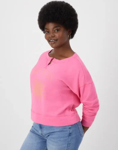 Hanes Women's Garment Dyed French Terry Sweatshirt, Enjoy the Sun