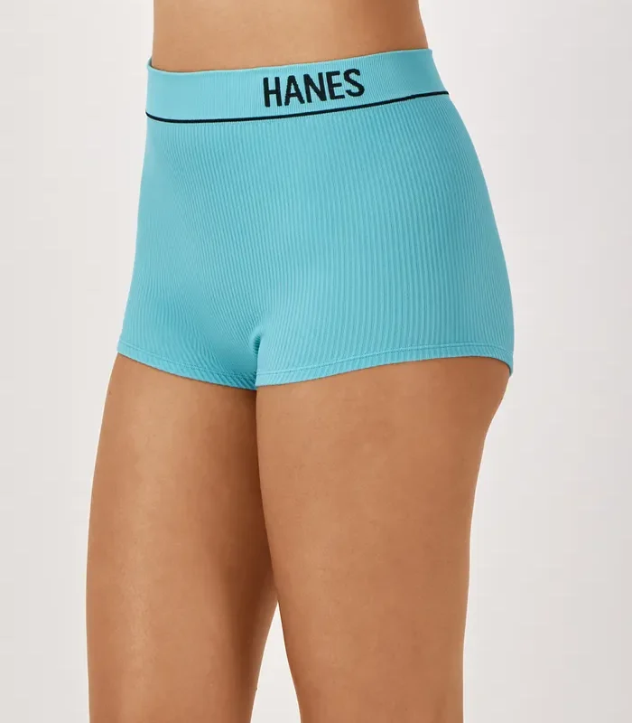 Hanes Originals Women's Seamless Rib Boyfit Underwear, Assorted, 6-Pack