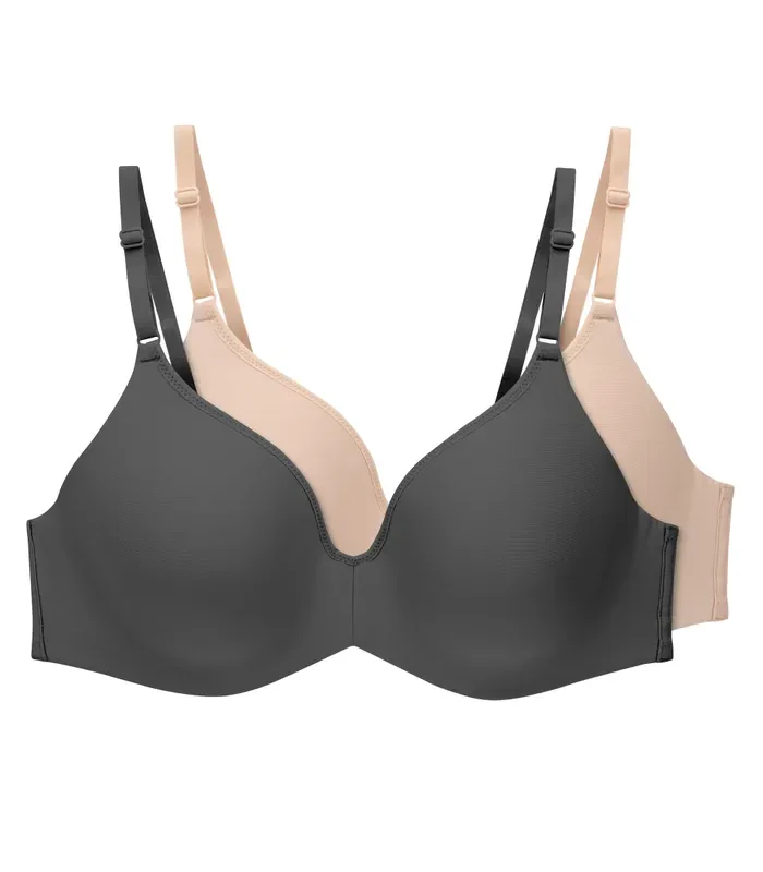 Hanes Invisible Look Women's Underwire T-Shirt Bra, 2-Pack