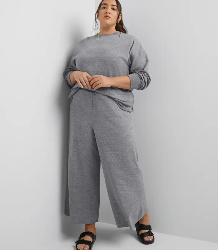 Hanes Originals Women's French Terry Wide Leg Cropped Pants, 25" (Plus Size)